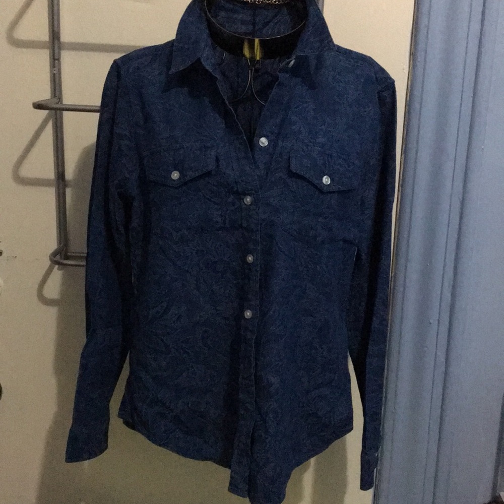 Paisley Print Denim Dress Shirt